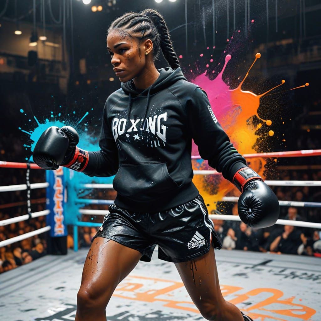 Sultry Boxer Enters the Ring in a Vibrant New York City Stre...