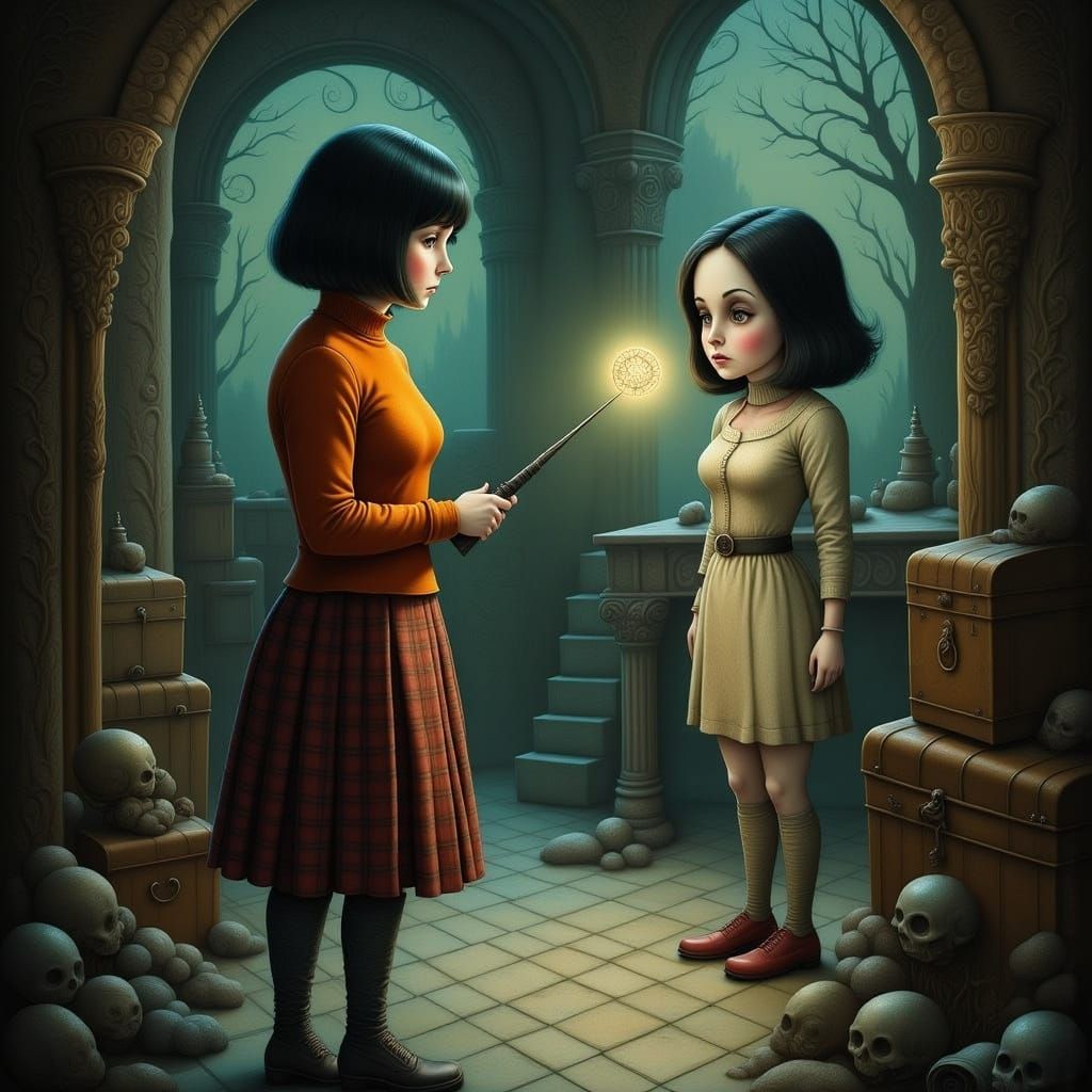 Velma and the ghost doll <lora:Weird Whimsy:1.0> <lora:Velma...
