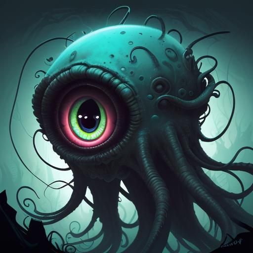 Lovecraftian Creature Concept Art with Sunken Eyes
