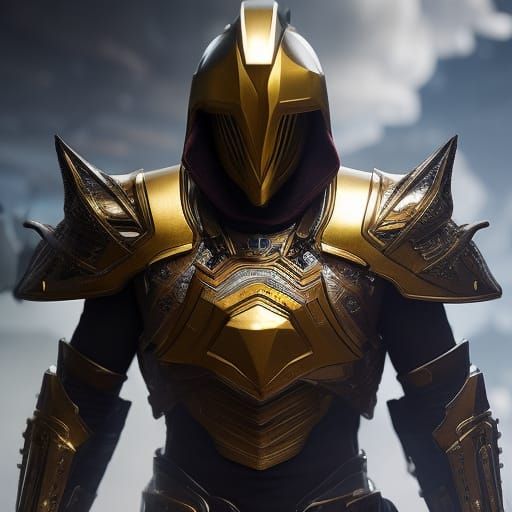 Epic Golden Knight Portrait in High Fantasy Style