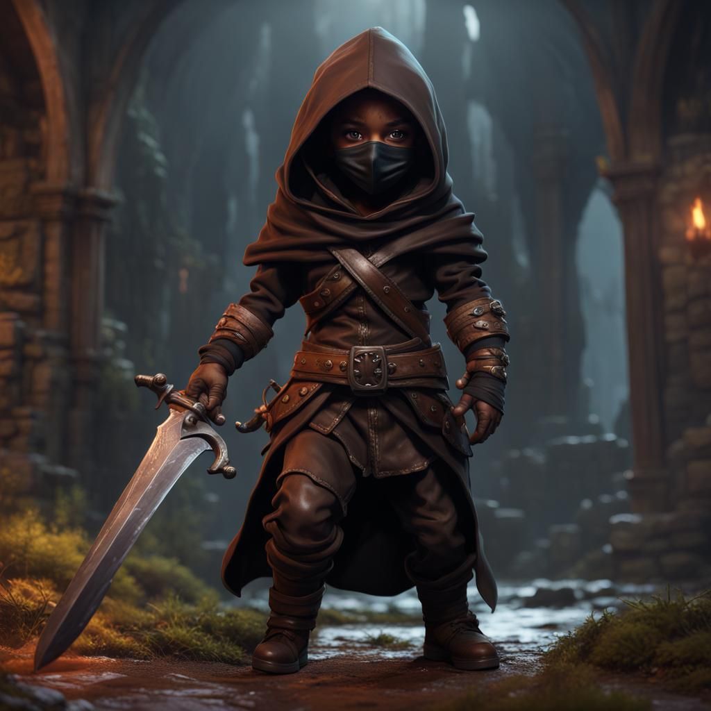 Halfling Rogue with Daggers: Fantasy Concept Art