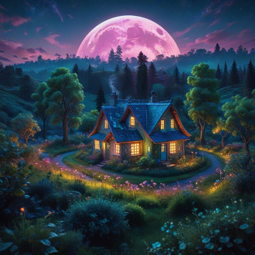 Serene Summer Village under a Brilliant Blue Sky