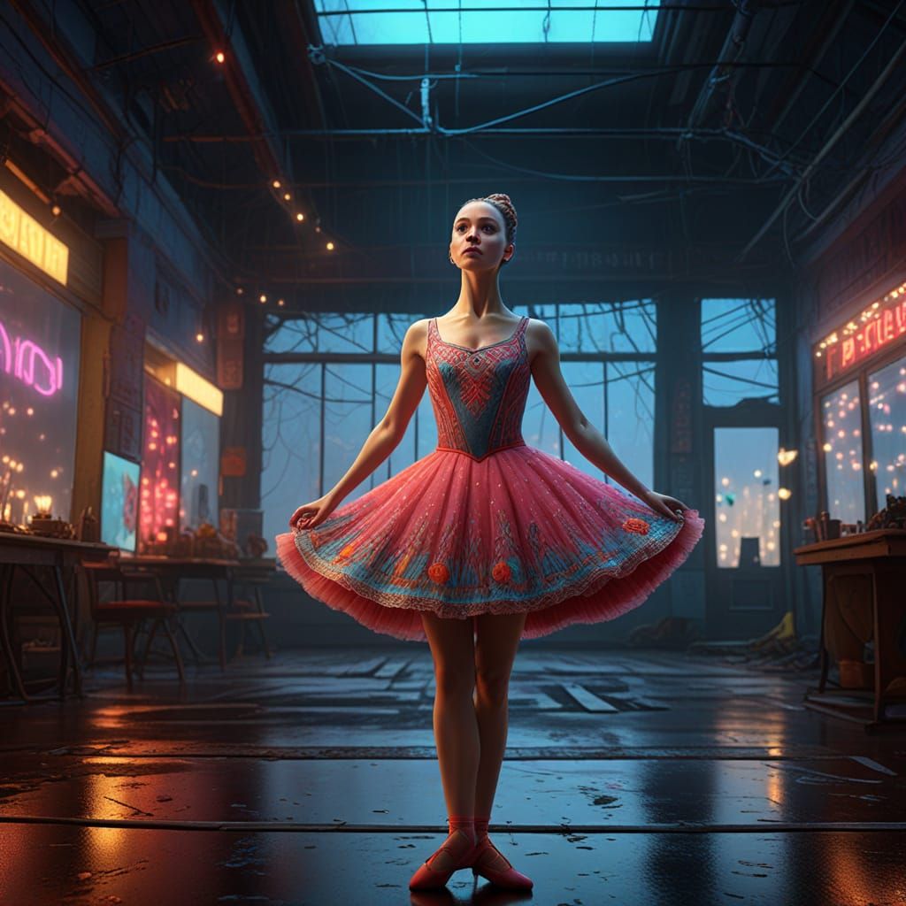 Ballerina in Colorful Clothing: Digital Matte Painting