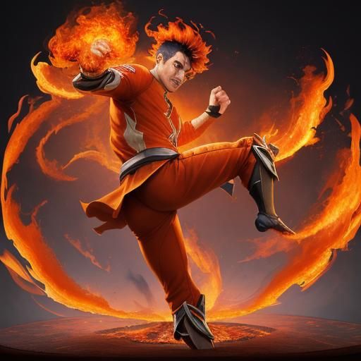 Fiery Inferno Kick: A Dynamic Action Scene