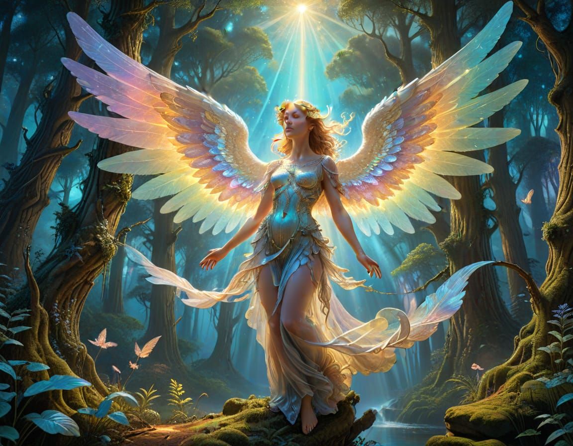 Angel Descends from Heaven: Fantasy Matte Painting