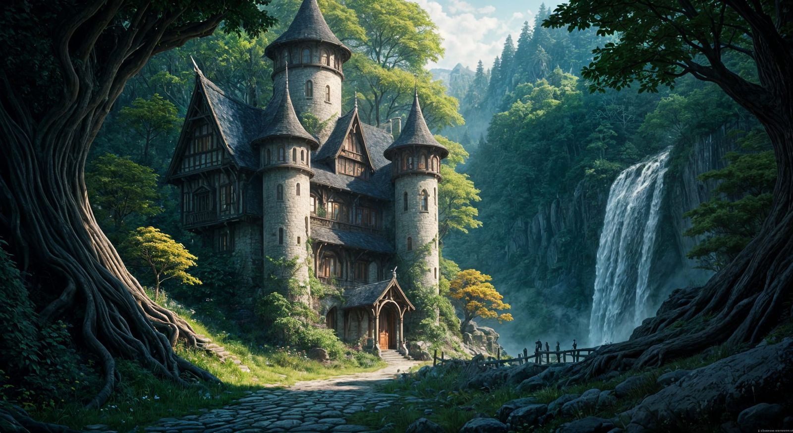 Enchanting Elven Cottage Castle in Wooded Valley