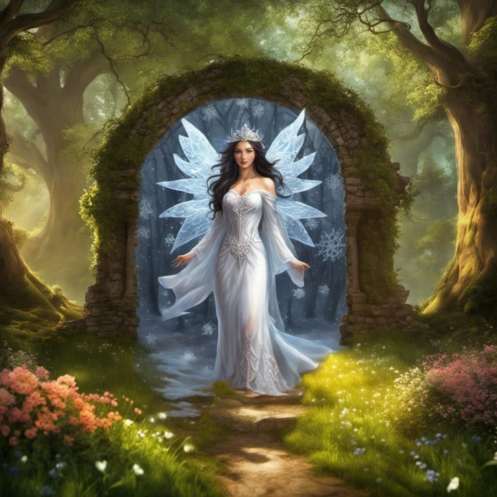 Winter Fairy Queen Portal: Digital Fantasy Art