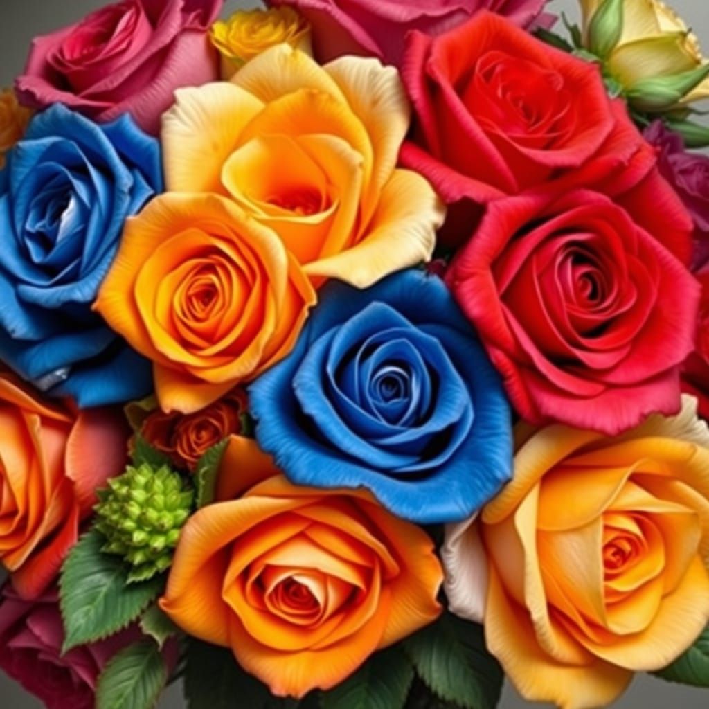 Diverse Roses in Oil Painting Style