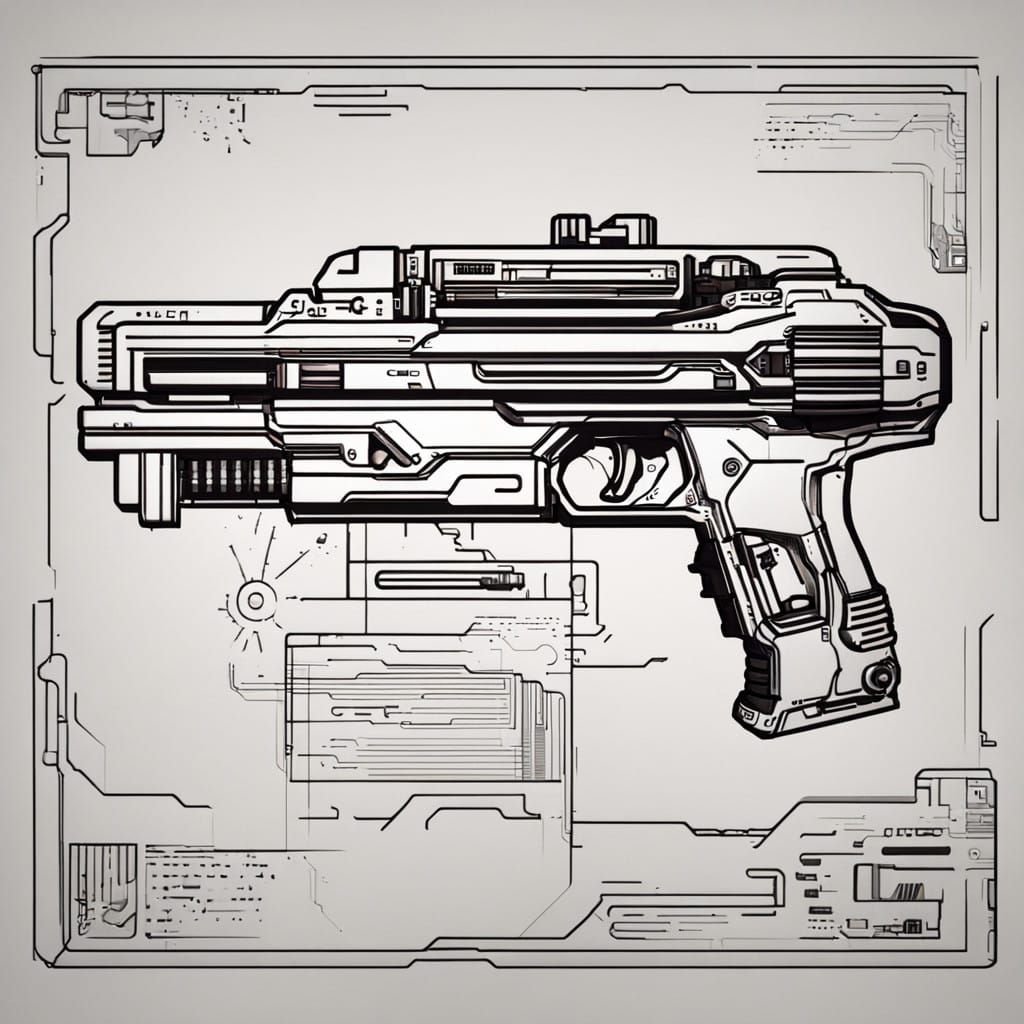 Cyberpunk Sci-Fi Portal Gun Blueprint