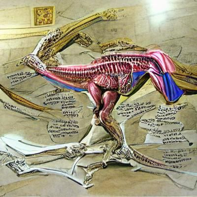 Dinosaur Anatomy Study in Vesalius Style