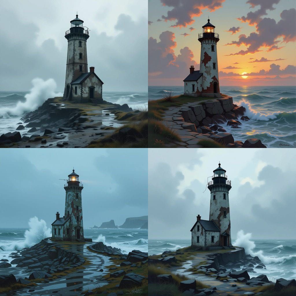 Desolate Lighthouse on a Barren Coastline