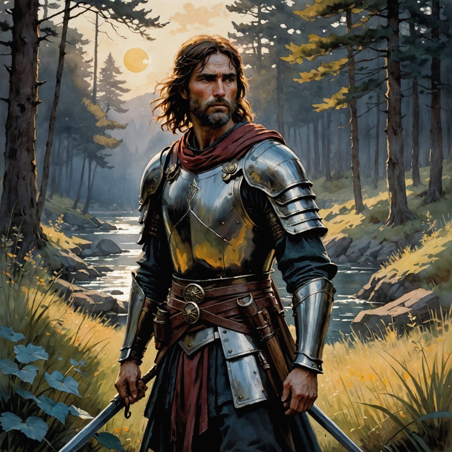 Majestic Warrior in Chiaroscuro Beauty