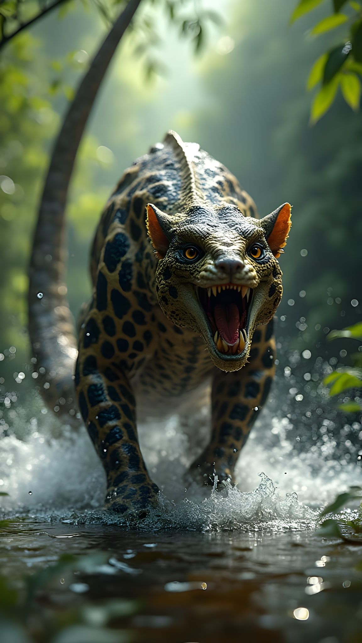 Leopard Lizard Hybrid in Jungle Environment