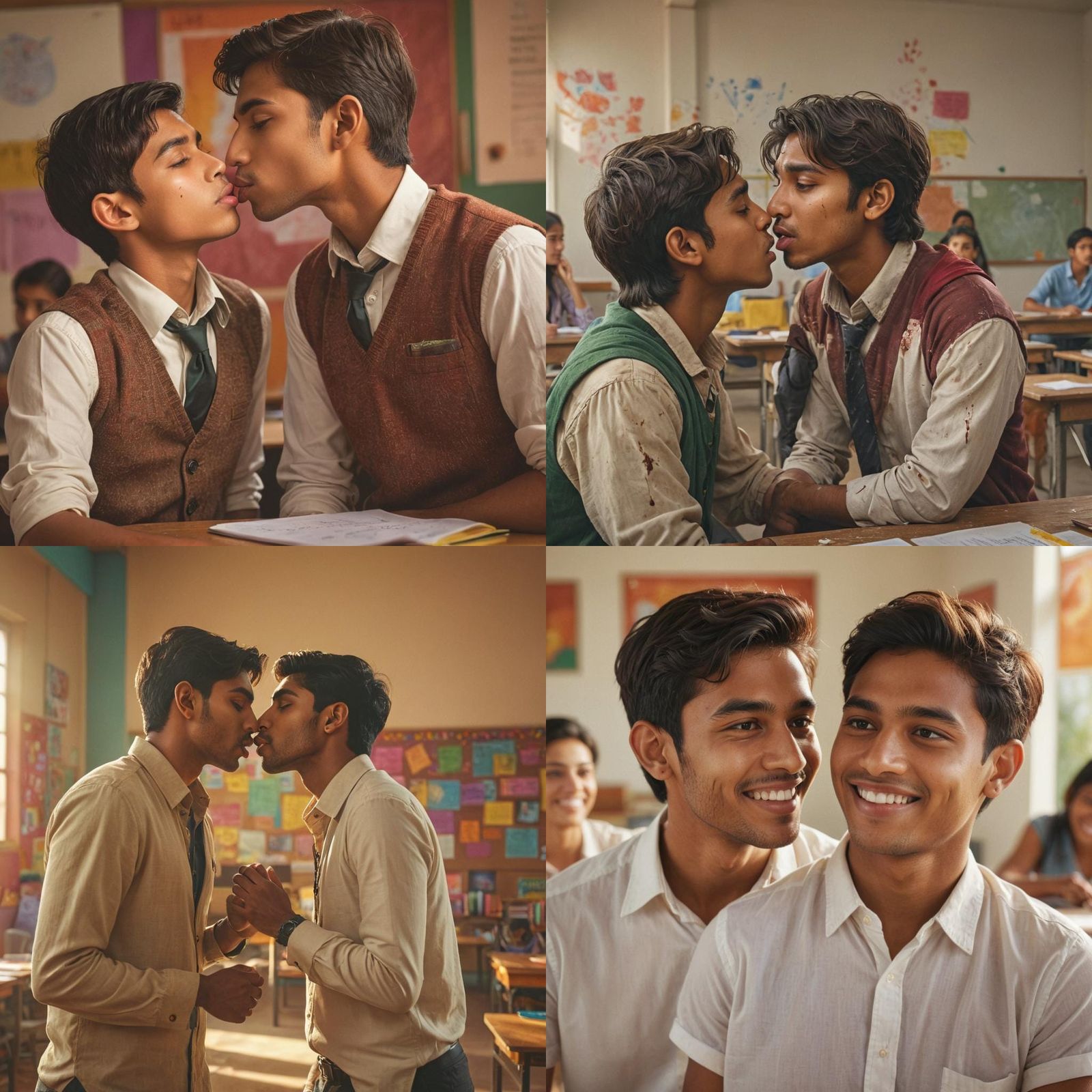 Hyperrealistic Image of Two Men Kissing