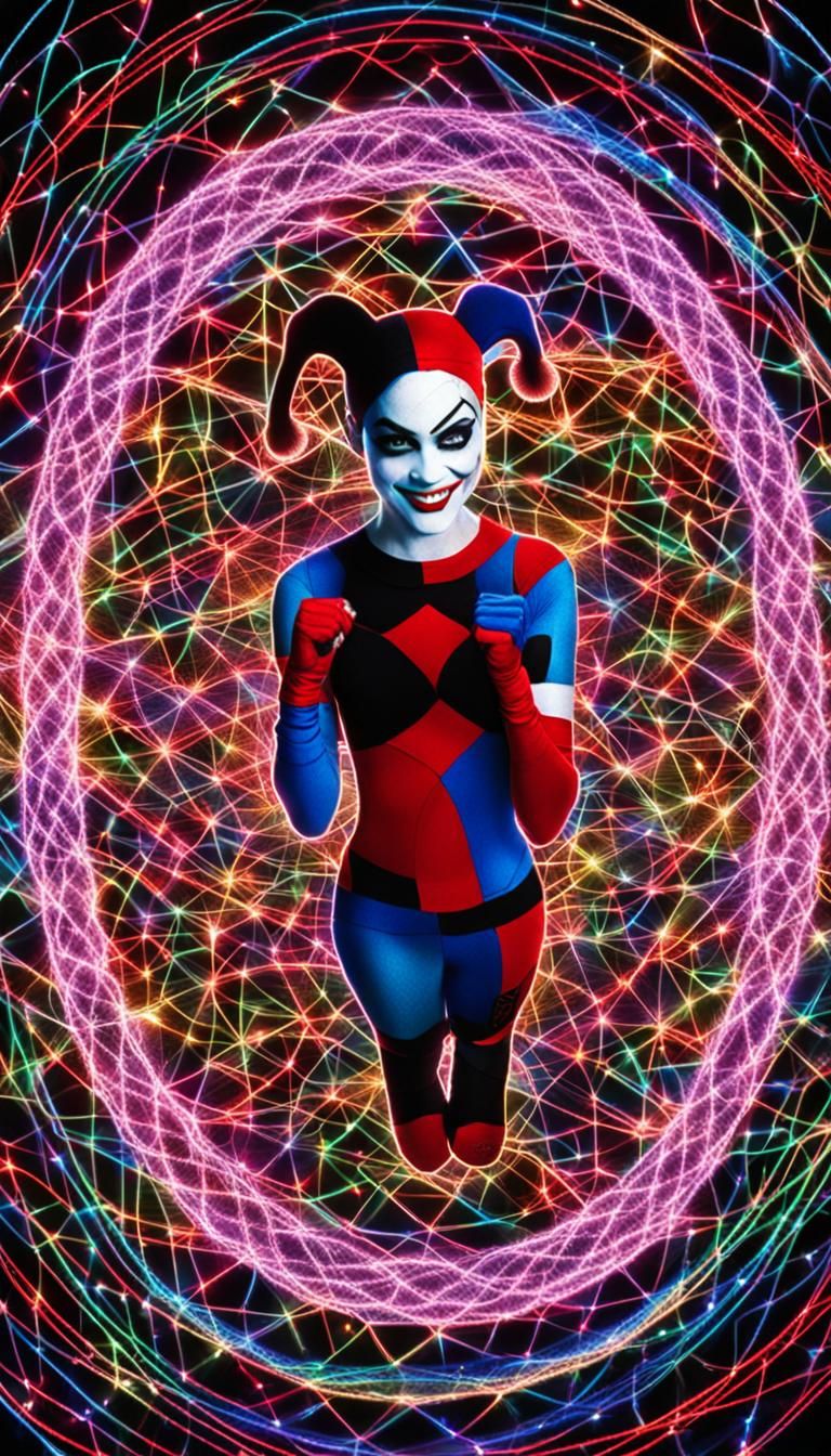 Harley Quinn in Slit-Scan Photography Style