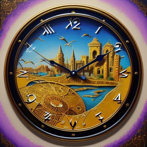Surreal Dreamlike Figure with Melting Clocks