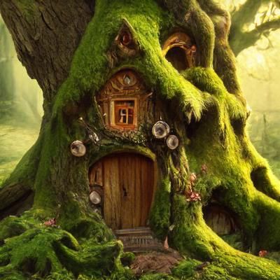 Whimsical Fairy Cottage in Ancient Tree