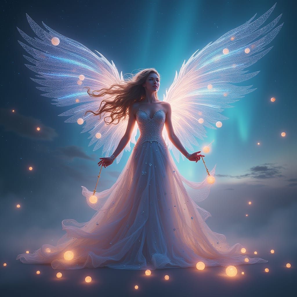 Goddess Weaving Animal Souls in Aurora Realm