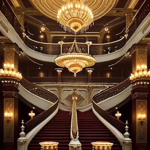 The once-opulent Grand Staircase of the Titanic is now a dil...