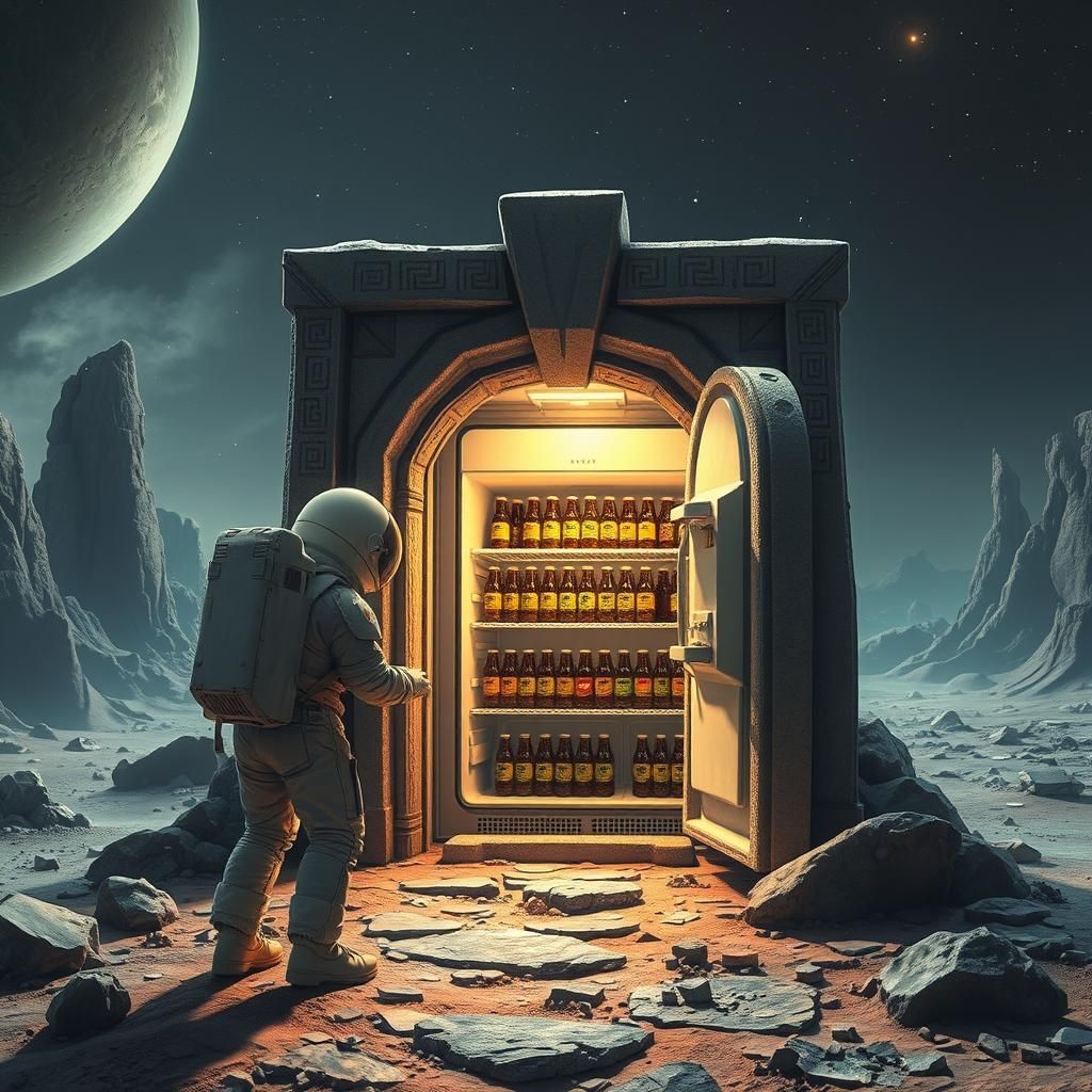 Astronaut Finds Beer in Alien Monument