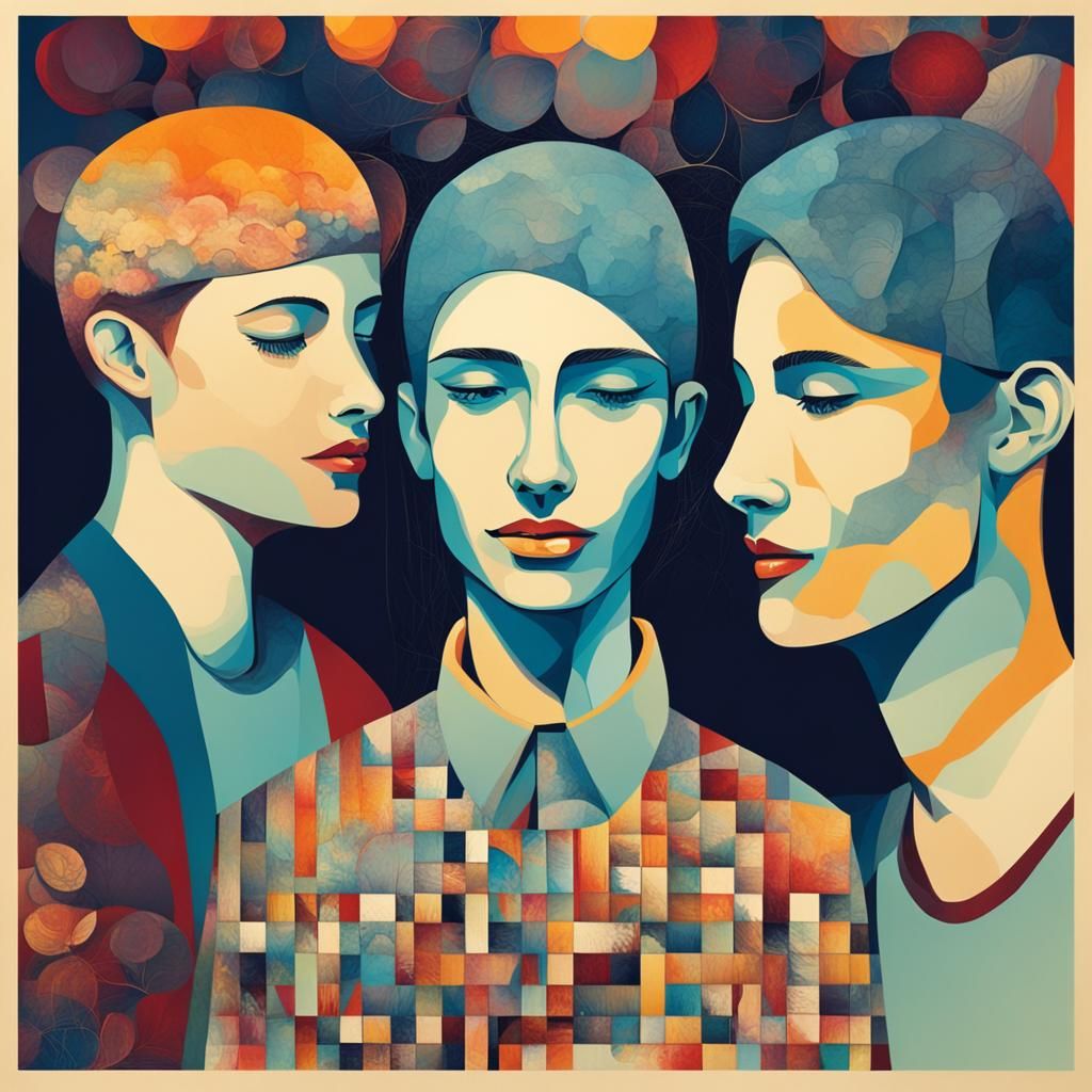 Abstract Tenderness Smile in Complementary Colors