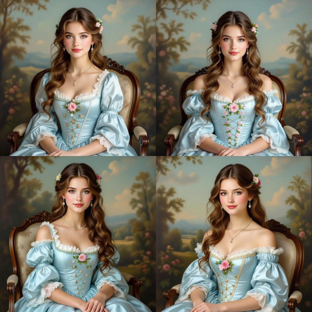 Elegant French Woman in Victorian Landscape