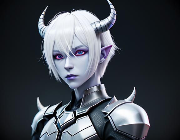 Platinum Blond Demon in 3D Anime Art Style