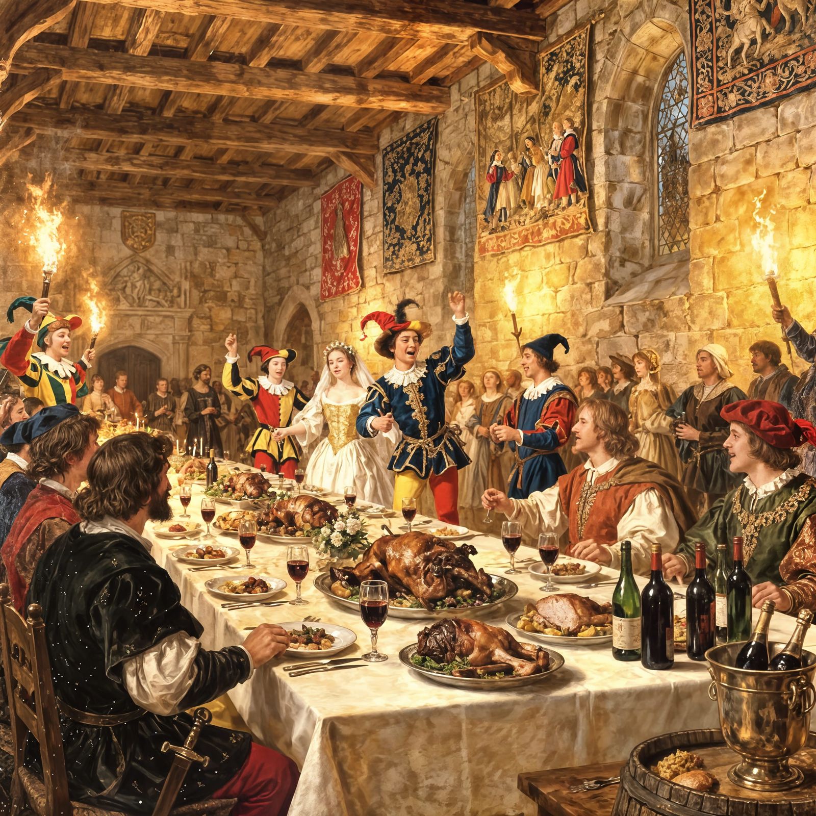 A medieval wedding celebration