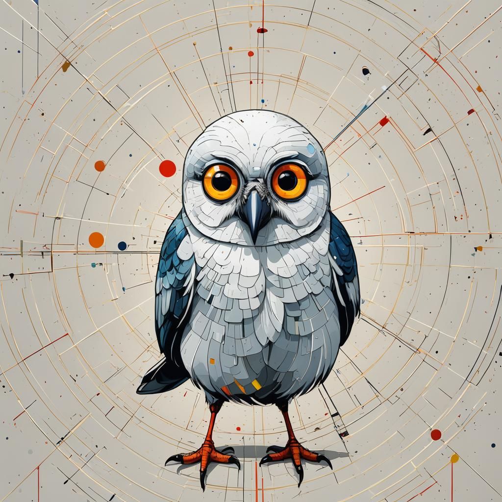 Geometric White Bird in Pop Art Style