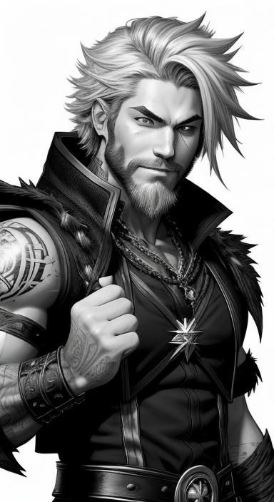 Battle Mage Portrait in Ink Sketch Style