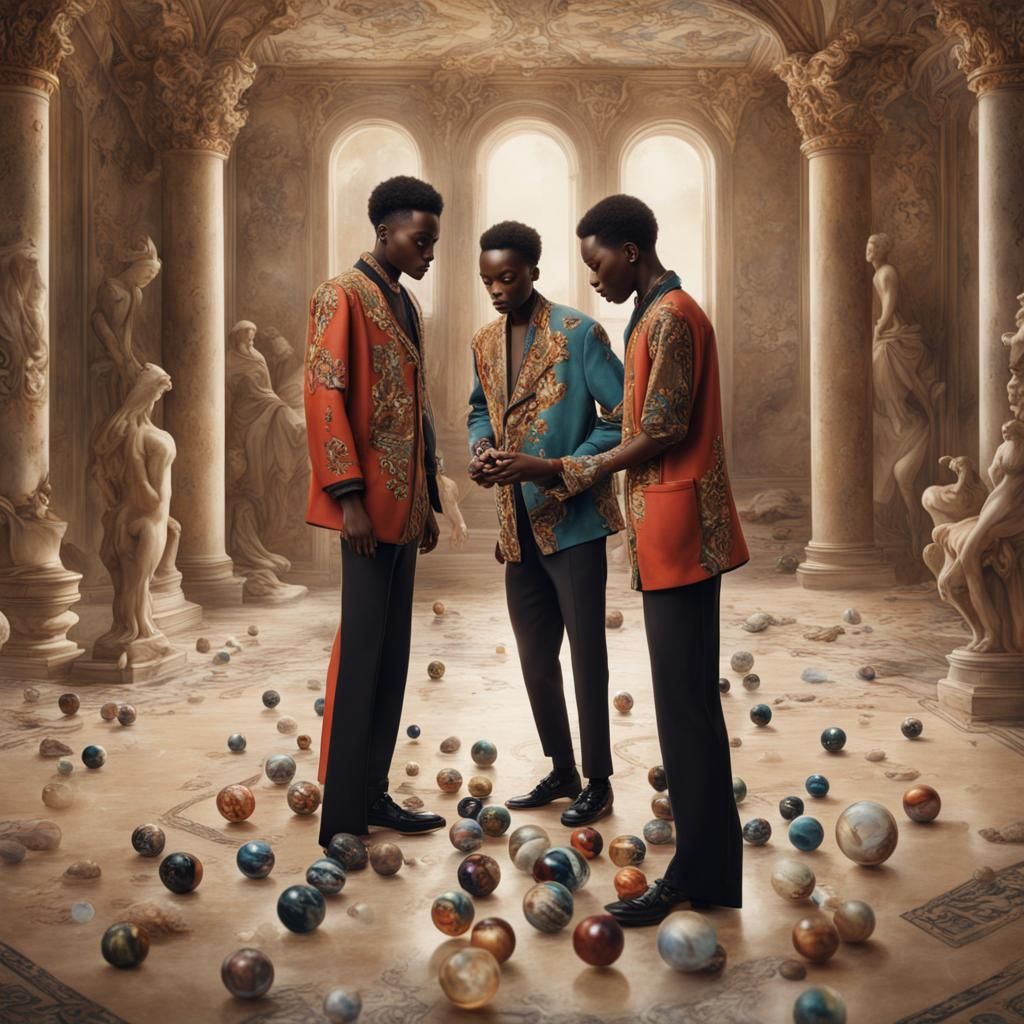 Vogue Cover: Two Young Men Playing Marbles