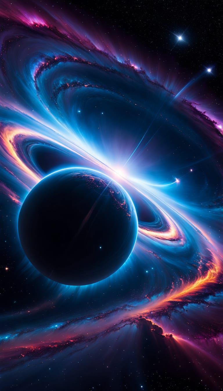 Starship Navigating Impossible Nebula in Aerograph Style