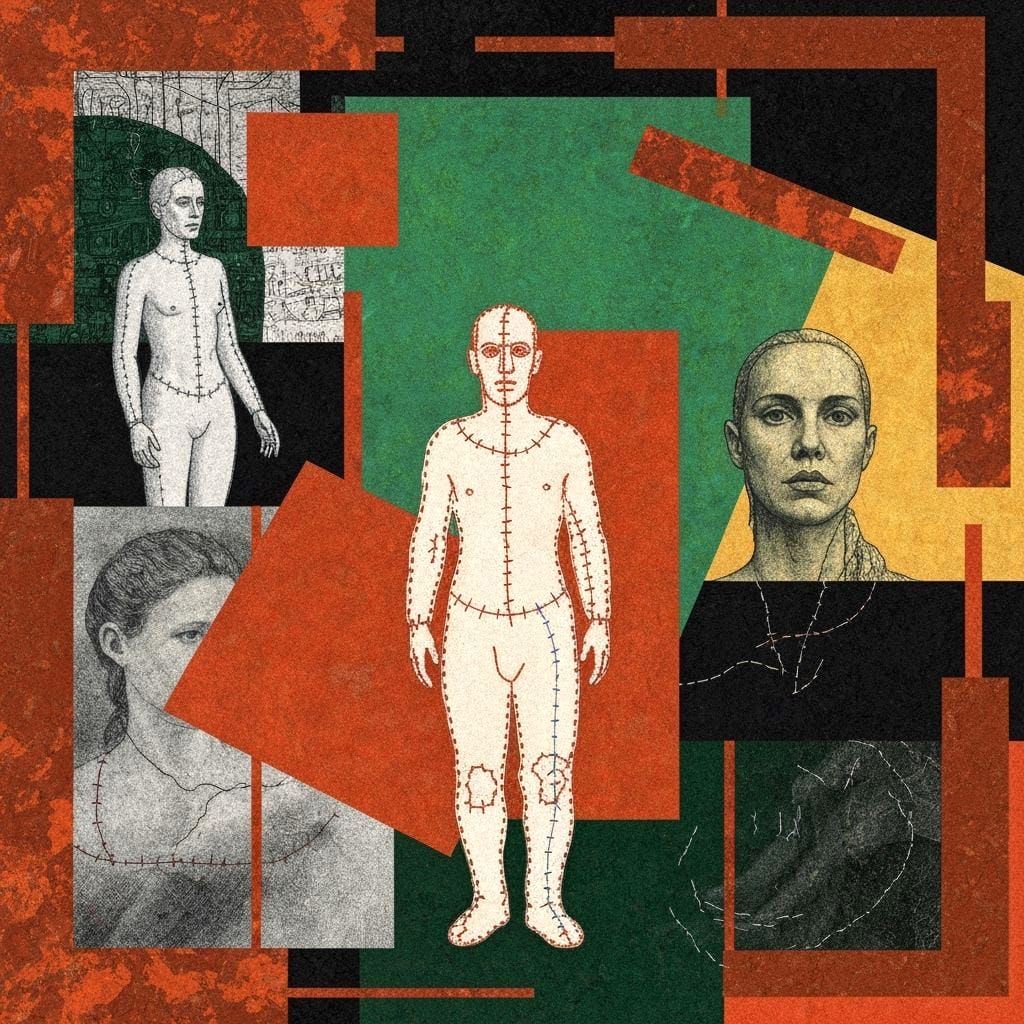 Abstract Stitched Figure in Lyrical Abstraction Style