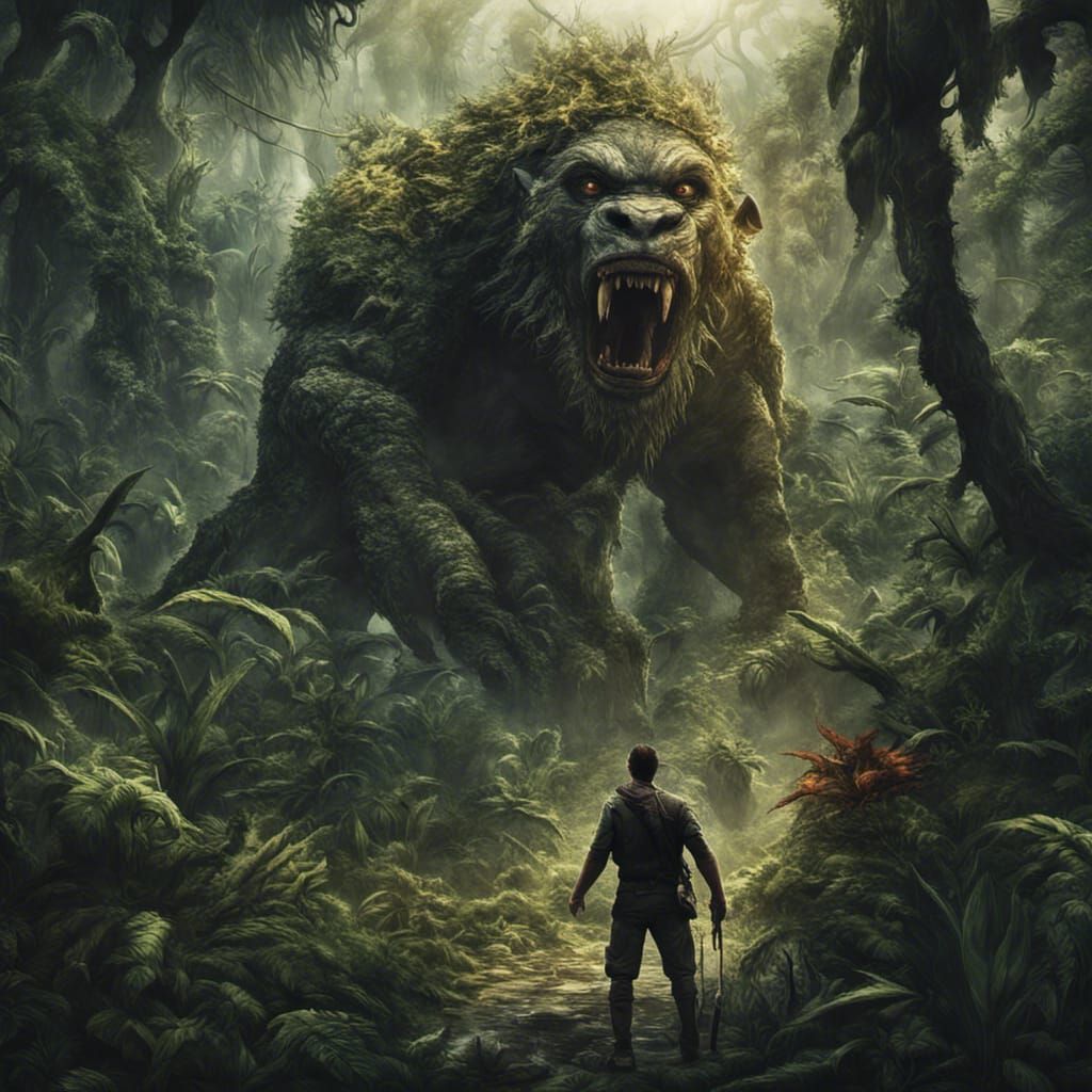 Hunter Confronts Monster in Untouched Jungle