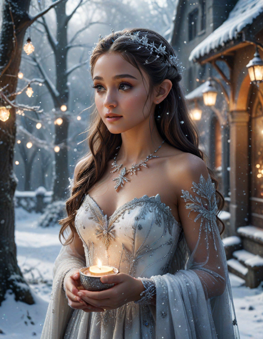 Ariana Grande as Elegant Elf Princess in Winter Wonderland