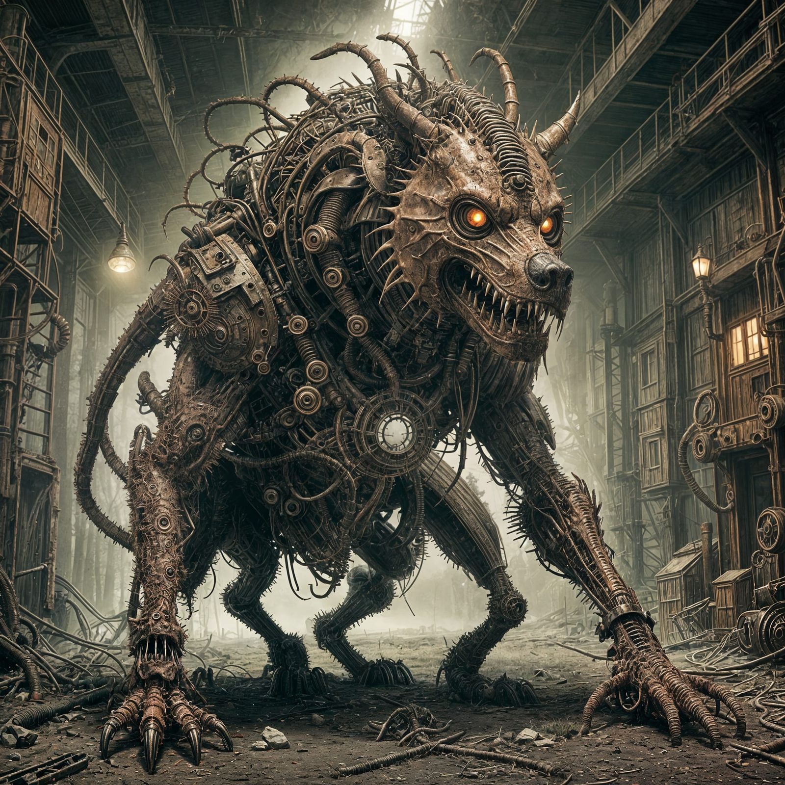 Eldritch Mechanical Horror Animal in Rust