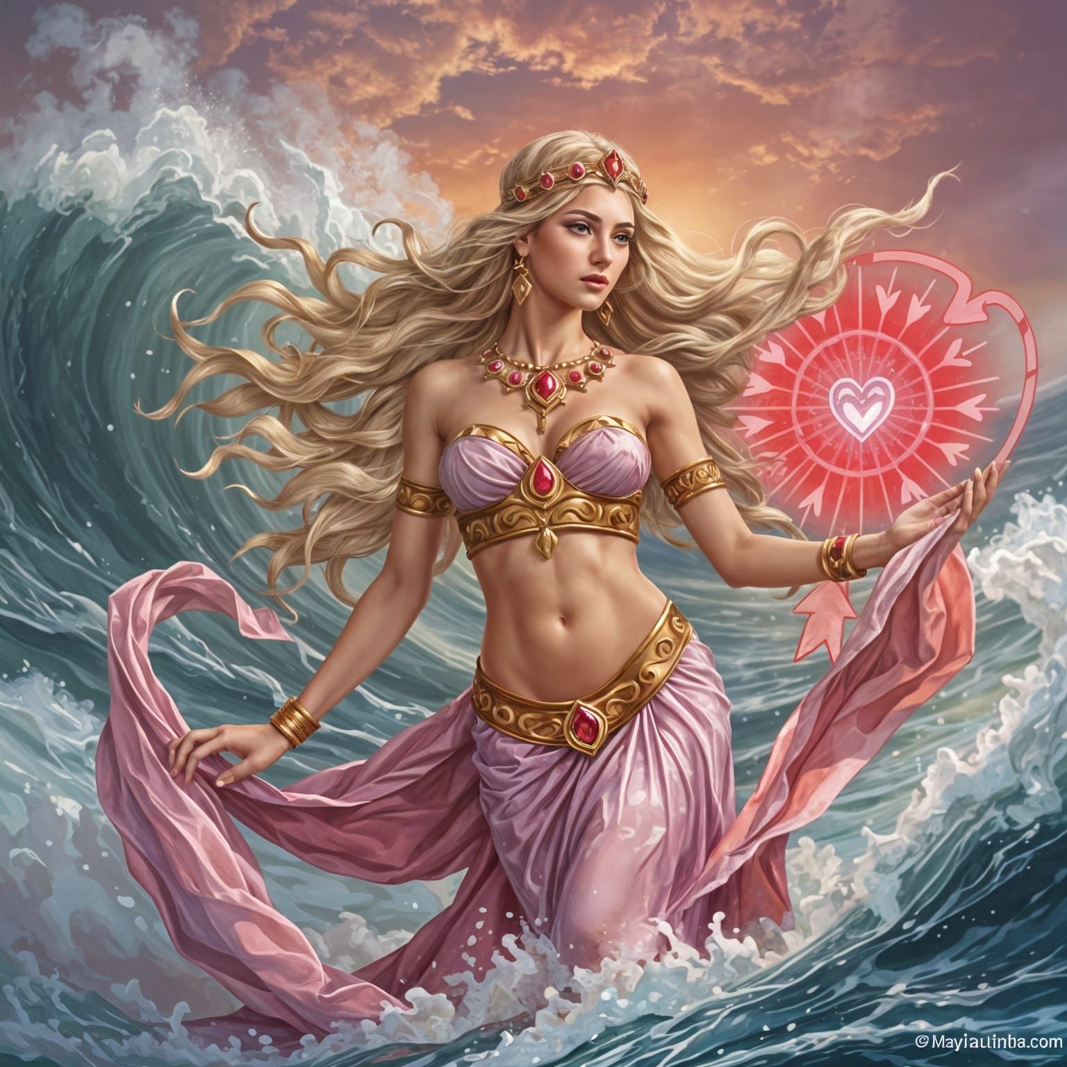 Aphrodite Goddess Creates Energy Heart in Ocean Vortex