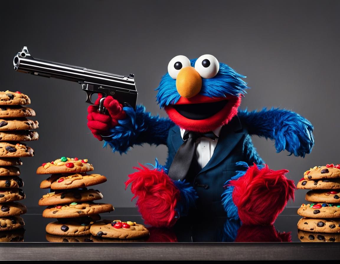 Elmo as John Wick, Cookie Monster Armed