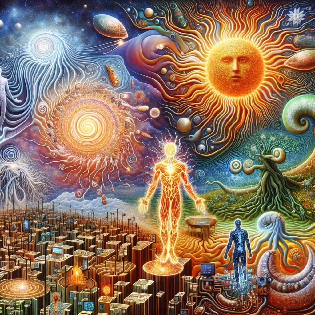 Surreal Transformation: Alien to Digital Avatar in Oil