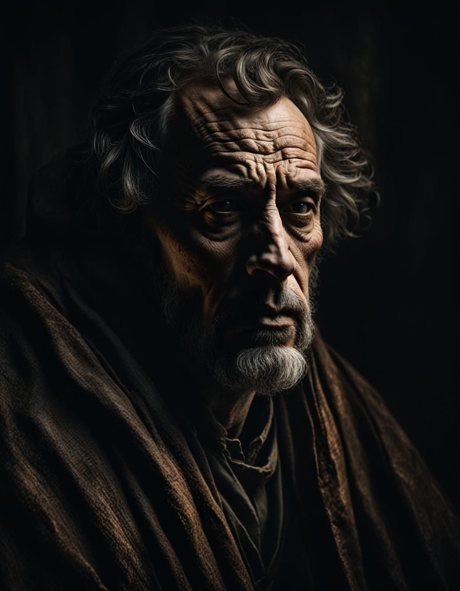 Medieval Noble Man Portrait in Chiaroscuro Style