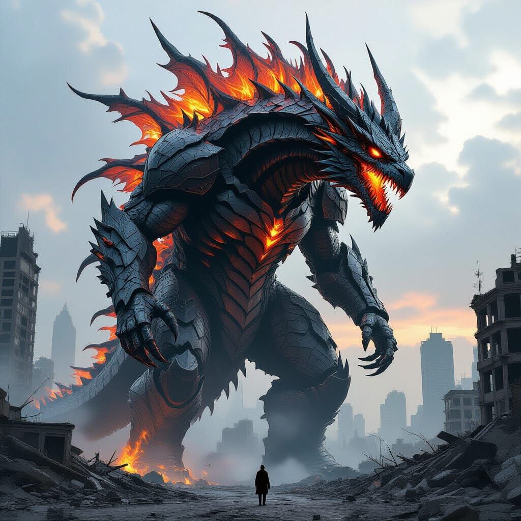 Colossal Hydra Dragon Kaiju in Biomechanical Style