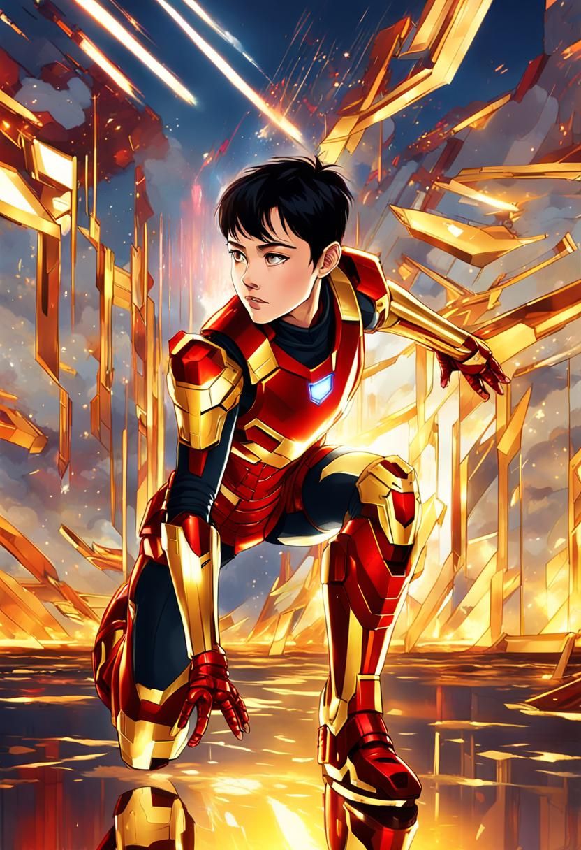 Tony Stark's Daughter in Modern Anime Armor
