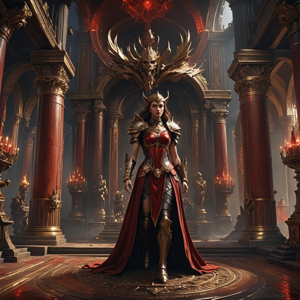 Rebecca in Ares Throne Room: Detailed Matte Painting