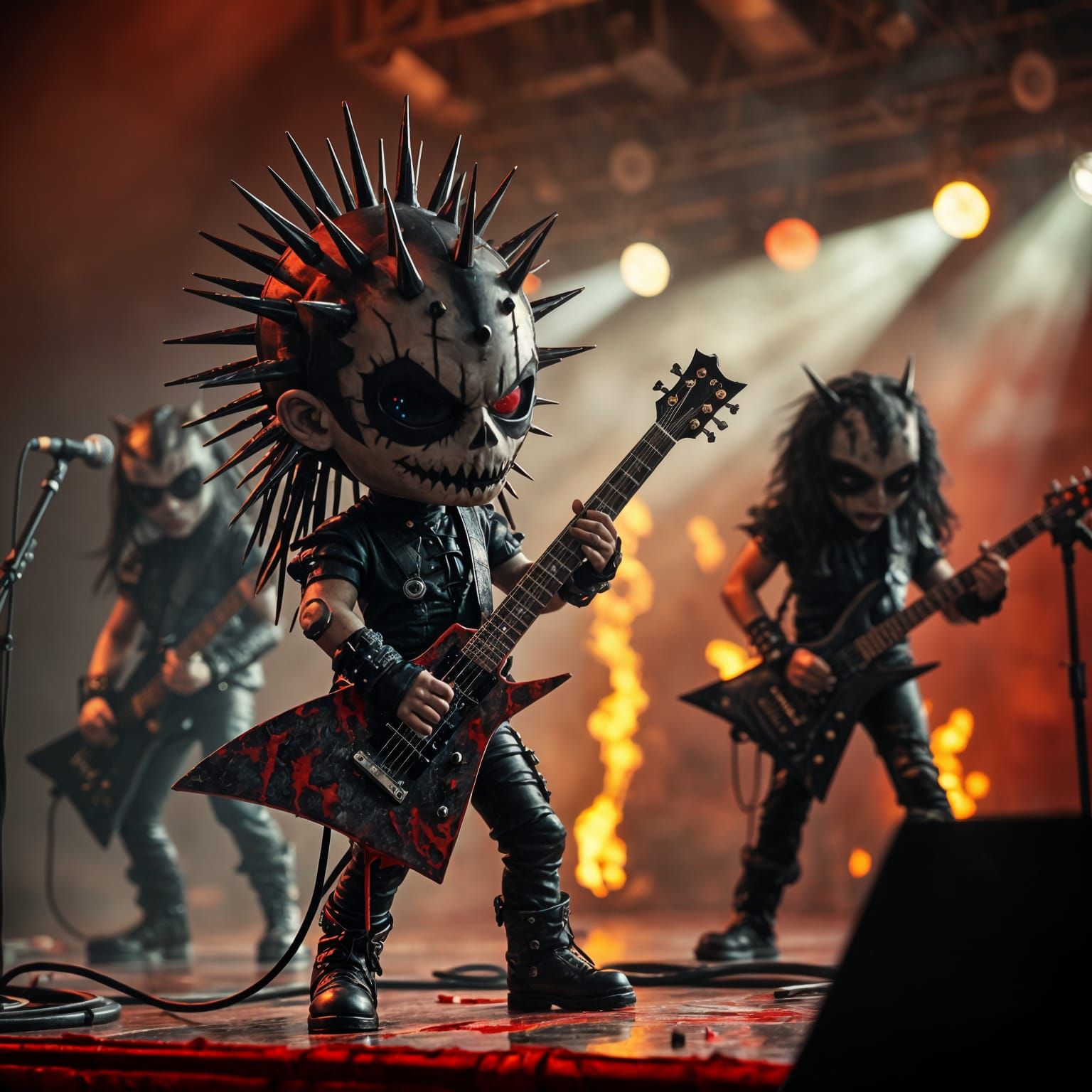 A Chibi-styled, Heavy Metal Band with a lead Guitar player d...