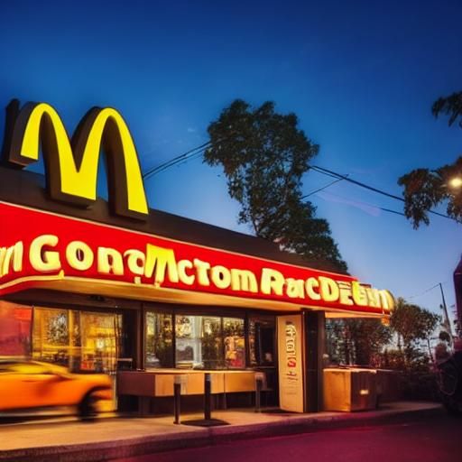 Person Bites Big Mac in McDonald's: Cinematic Still