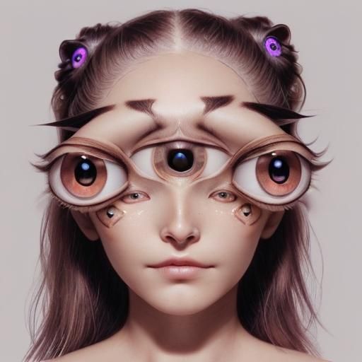 Surreal Close-Up of a Face with Three Eyes