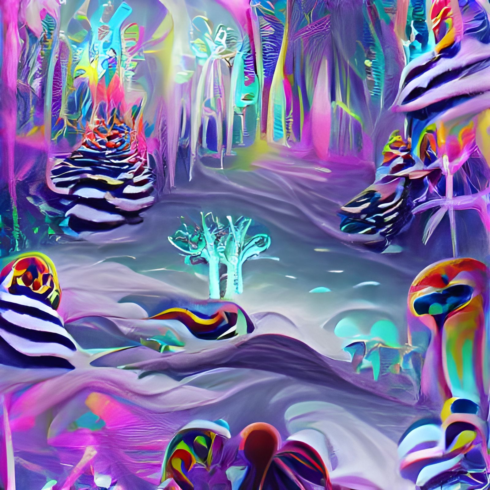Psychedelic Winter Wonderland Forest