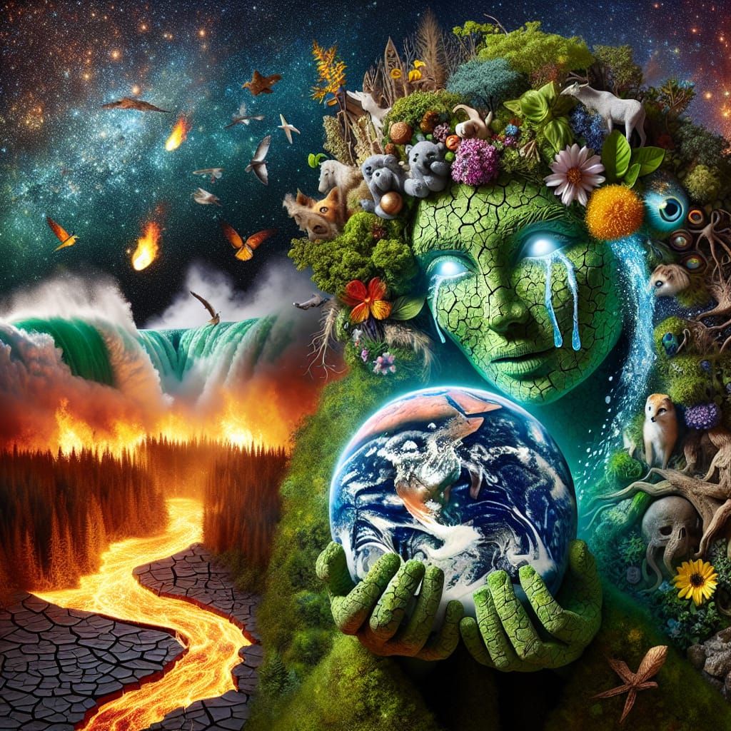 Mother Nature Cries for Earth Amidst Global Warming