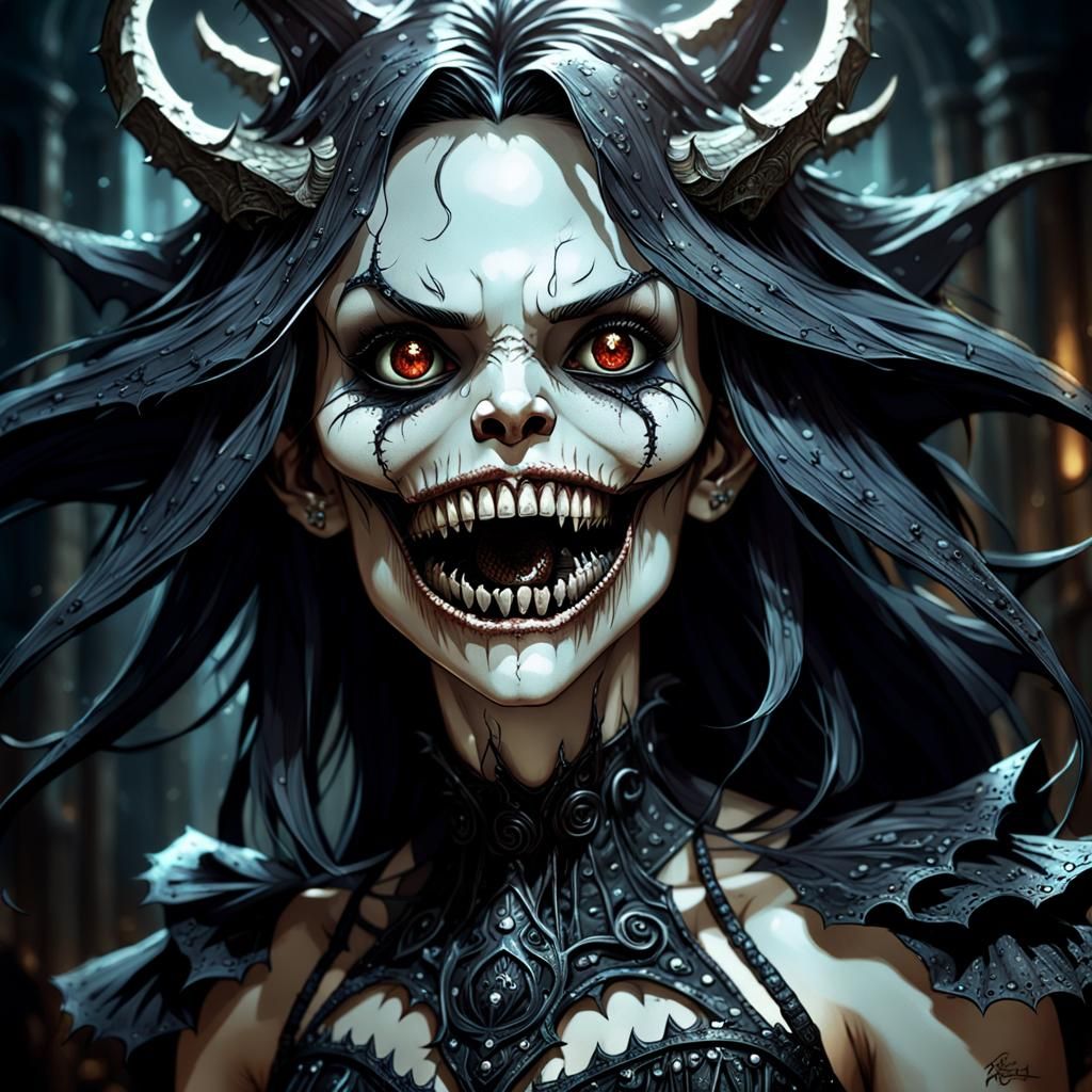 Dark Fantasy Gothic Beauty with Razor Teeth