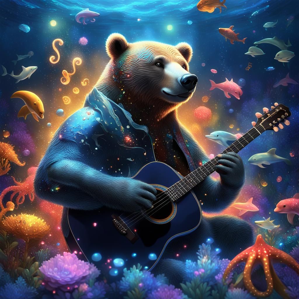 Underwater Concert with Bear, Dolphin, and Octopus in Anime ...